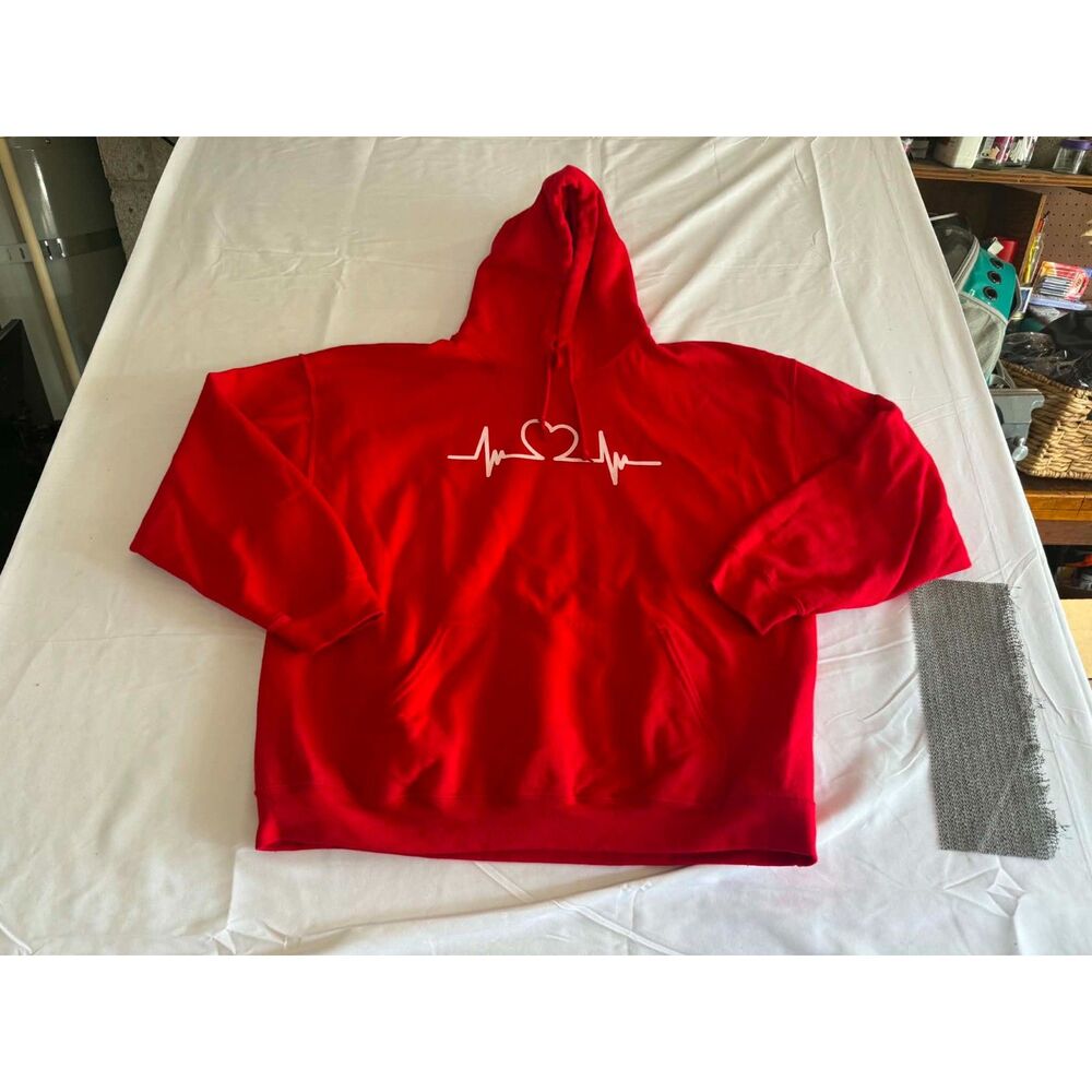 Gildan size XL women's sweatshirt with heartbeat graphic Red